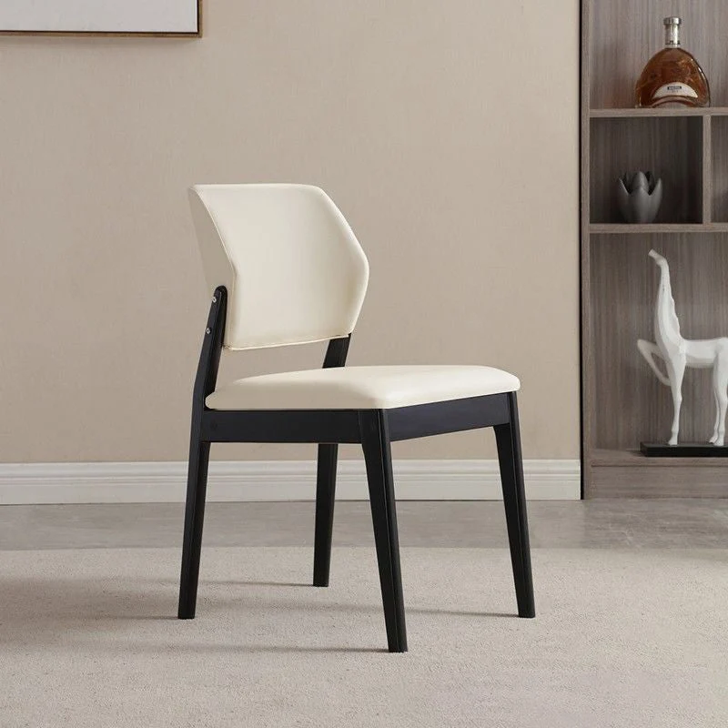 Contemporary Nordic Rectangular Rubberwood PU Leather Chair Backrest Armless For Living Room
