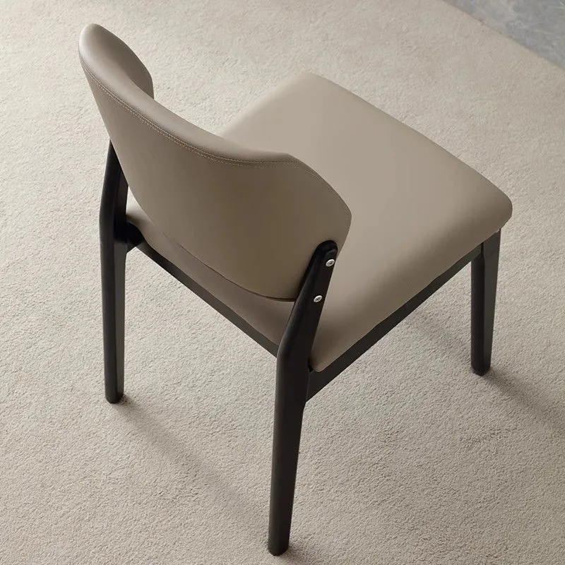 Contemporary Nordic Rectangular Rubberwood PU Leather Chair Backrest Armless For Living Room