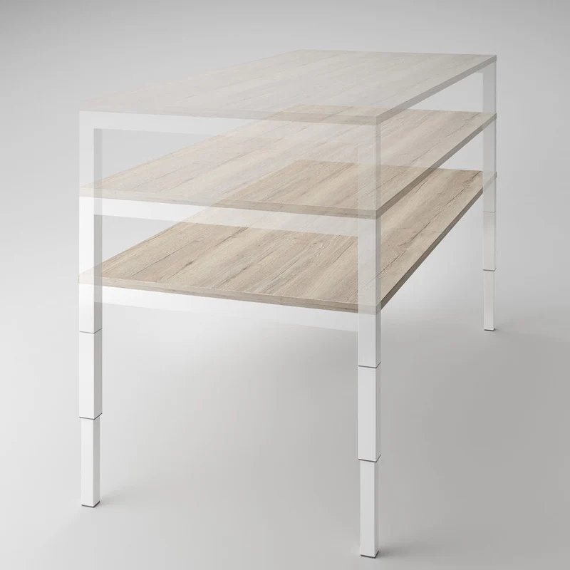 Höhenverstellbarer Schreibtisch fm Catro / Besprechungstisch 4-Fuß bis 90cm Breite | bis 118 cm Höhe | bis 200 cm Länge