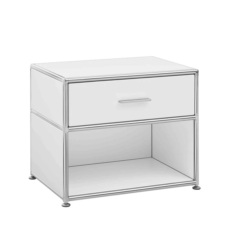 BOSSE SOLUTIONS Nachttisch | Weiß Chrom | 1 Schublade