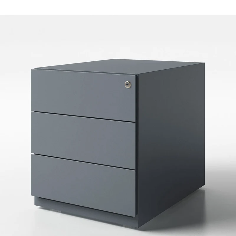 Bisley Stahl-Rollcontainer "NOTE" - 3 Schubladen mit Griffleiste - Tiefe 565 und 775 mm