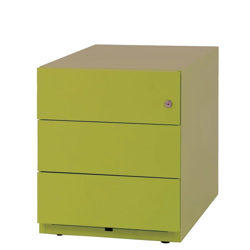 Bisley Stahl-Rollcontainer "NOTE" - 3 Schubladen mit Griffleiste - Tiefe 565 und 775 mm