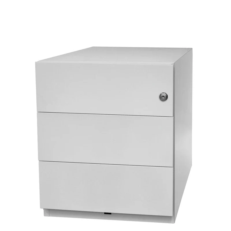 Bisley Stahl-Rollcontainer "NOTE" - 3 Schubladen mit Griffleiste - Tiefe 565 und 775 mm
