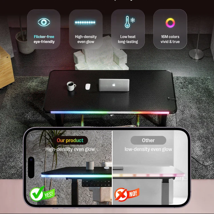 Maidesite Rainbow - Smart höhenverstellbarer Tisch mit RGB-Lichtleiste