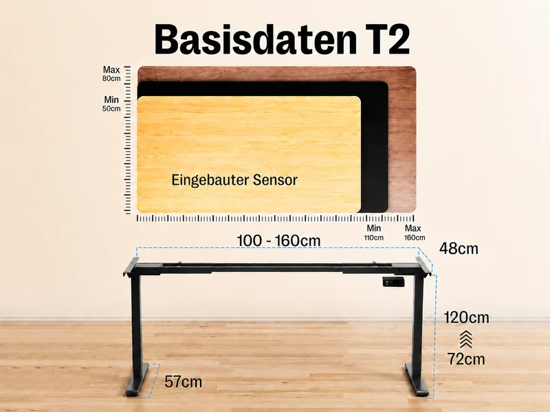 Maidesite T2 Elektrisch Höhenverstellbarer Schreibtisch mit zwei Motoren