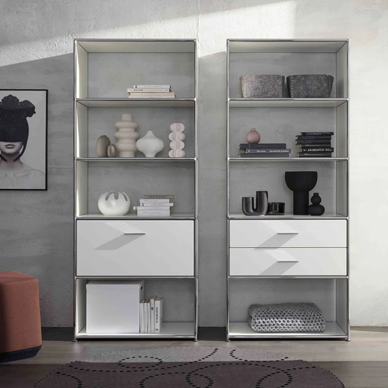 BOSSE SOLUTIONS Regal Schrank | Weiß Chrom | 2 Schubladen