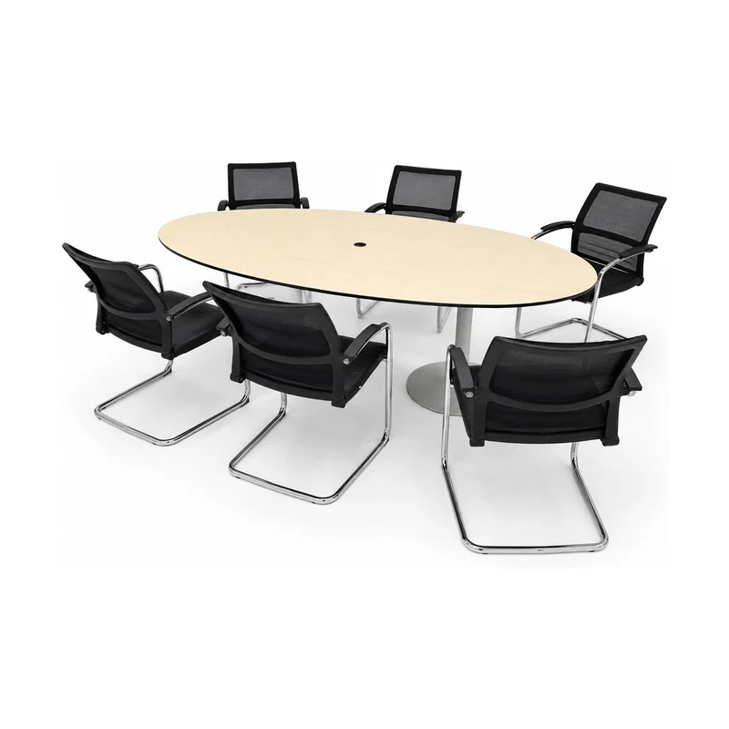 Konferenztisch-Set Sedus – oval in Ahorn mit 6 Freischwingern, gebraucht