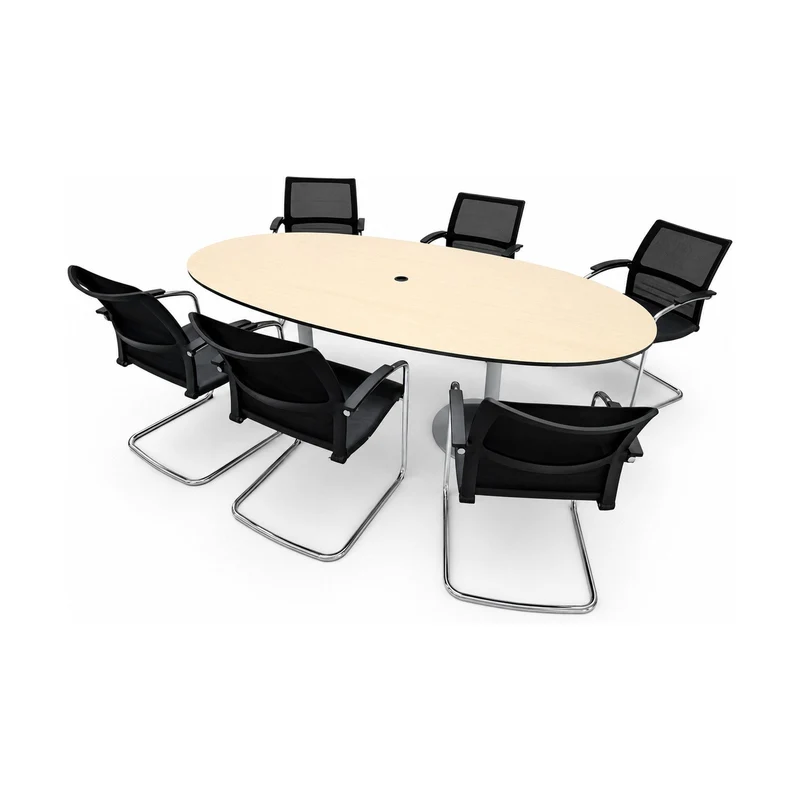 Konferenztisch-Set Sedus – oval in Ahorn mit 6 Freischwingern, gebraucht