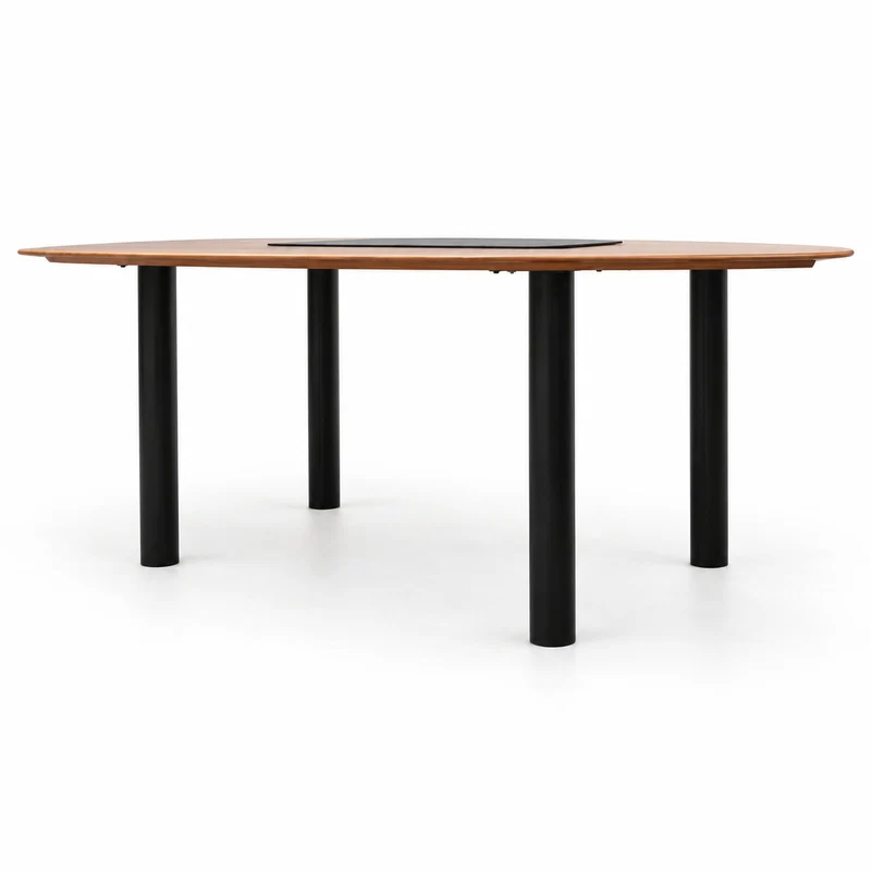 Chefschreibtisch Walnuss 220 cm mit Lederauflage gebraucht