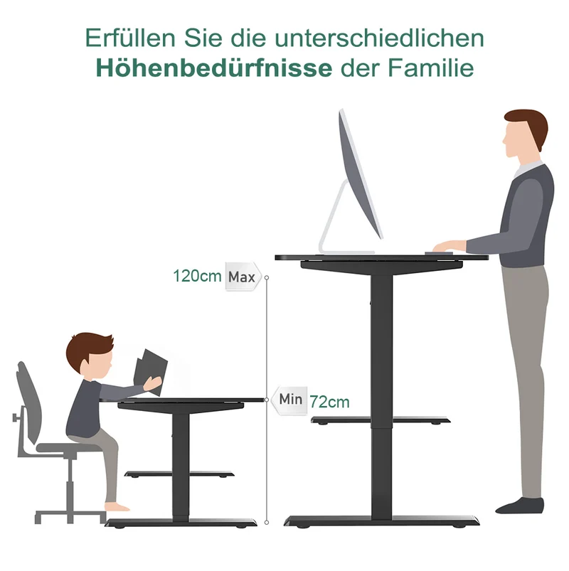 Maidesite S1 Basic - Elektrisch Höhenverstellbarer Schreibtisch 120x60 cm