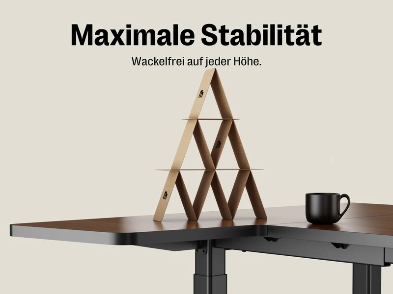 Maidesite Space – Höhenverstellbarer Schreibtisch mit 4 Beinen und L-Erweiterung