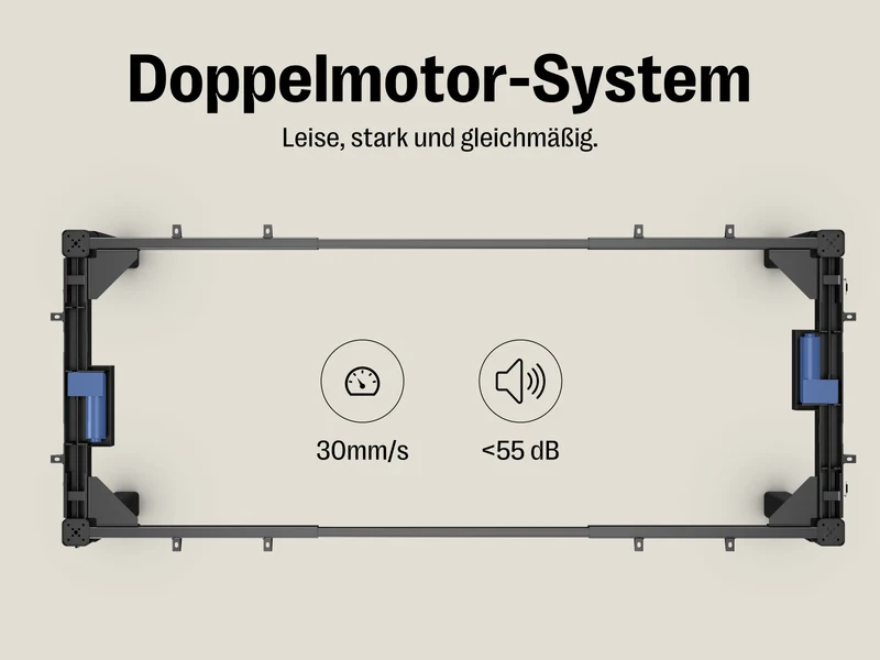 Maidesite Space – Höhenverstellbarer Schreibtisch mit 4 Beinen und L-Erweiterung