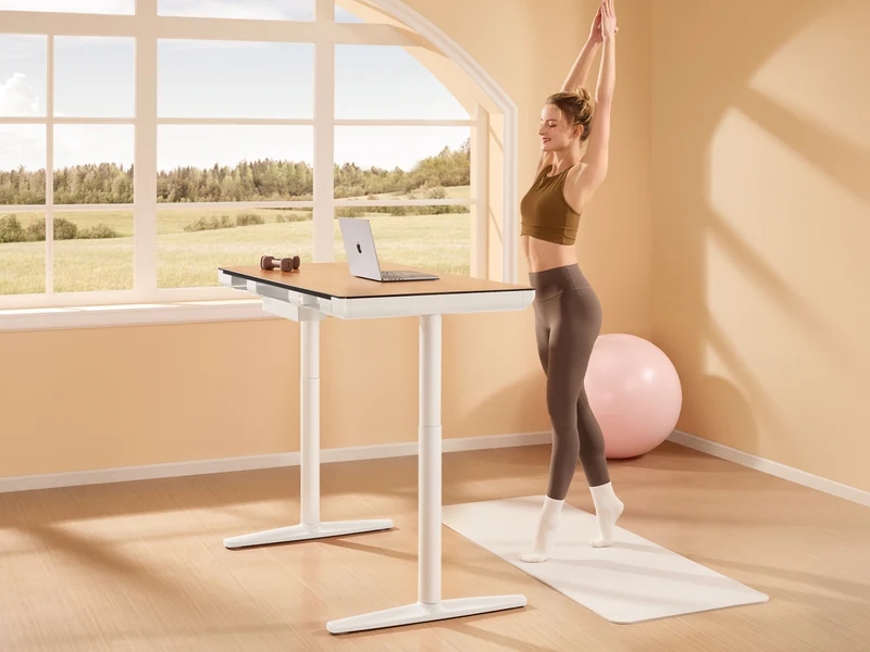 Maidesite Yoga – Eleganter höhenverstellbarer Schreibtisch mit Wirbelsäulen-Modu