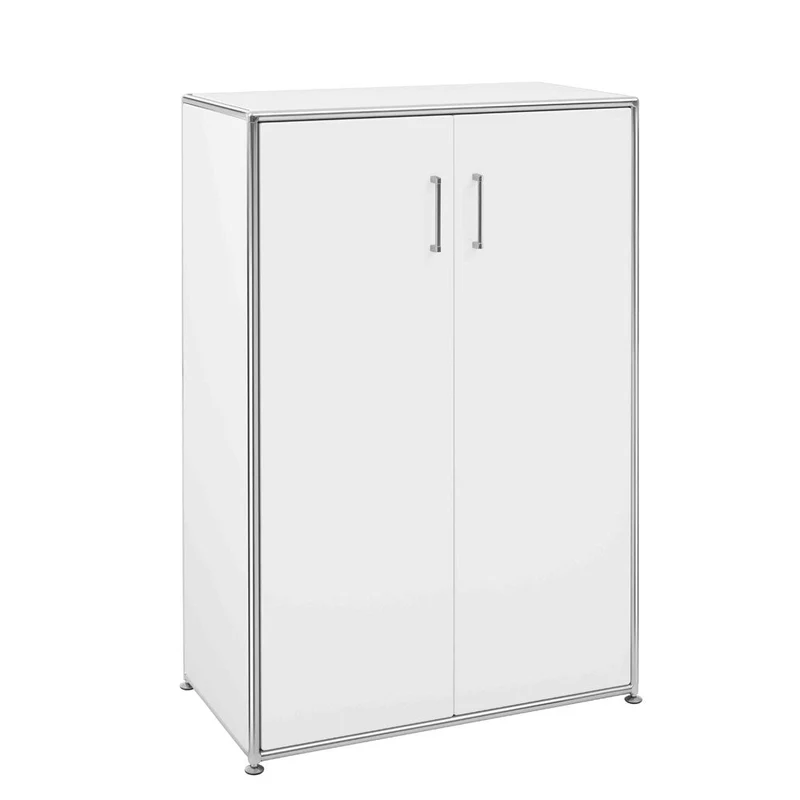 BOSSE SOLUTIONS Schrank Highboard | Weiß Chrom | 2 Flügeltüren