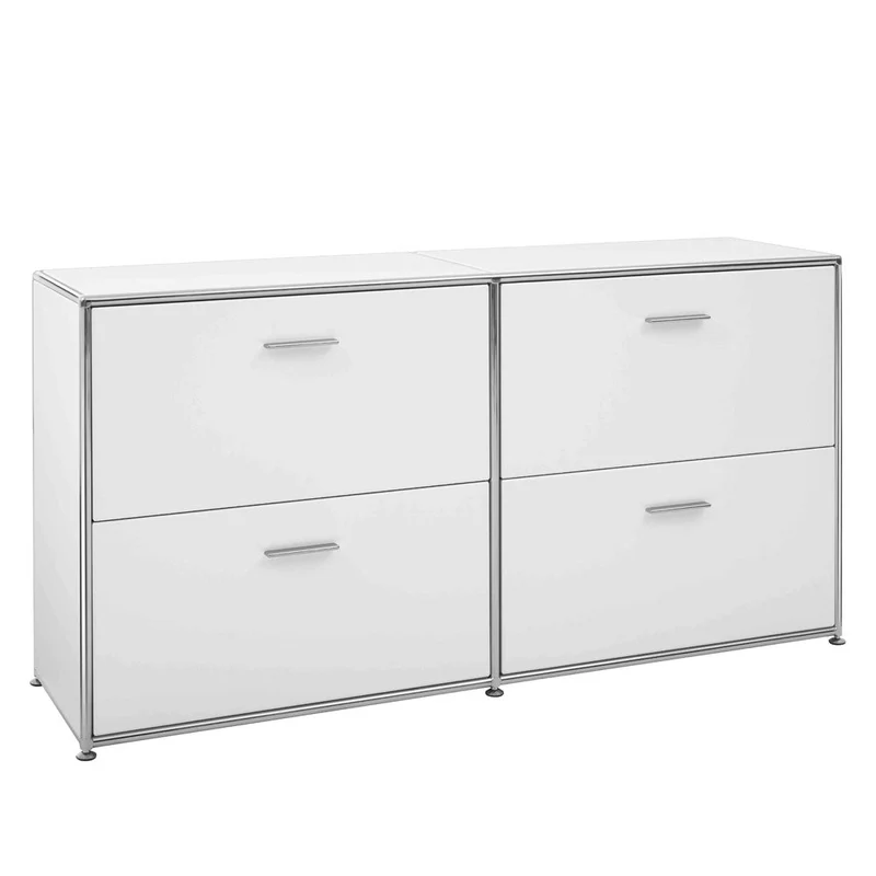 BOSSE SOLUTIONS Sideboard | Weiß Chrom | 4 Schubladen