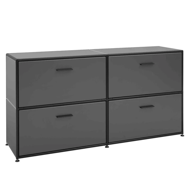 BOSSE SOLUTIONS Sideboard | Anthrazit | 2 Klappen und 2 Schubladen | Black Edition