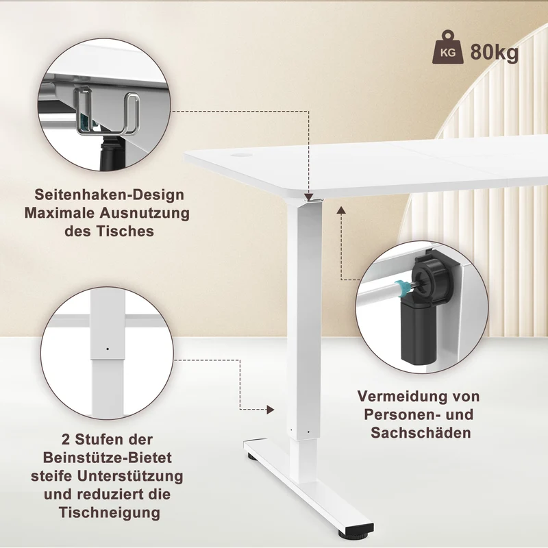 Elektrisch Höhenverstellbarer Schreibtisch 140X60 cm