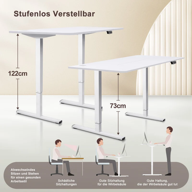 Elektrisch Höhenverstellbarer Schreibtisch 140X60 cm