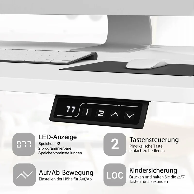 Elektrisch Höhenverstellbarer Schreibtisch 140X60 cm