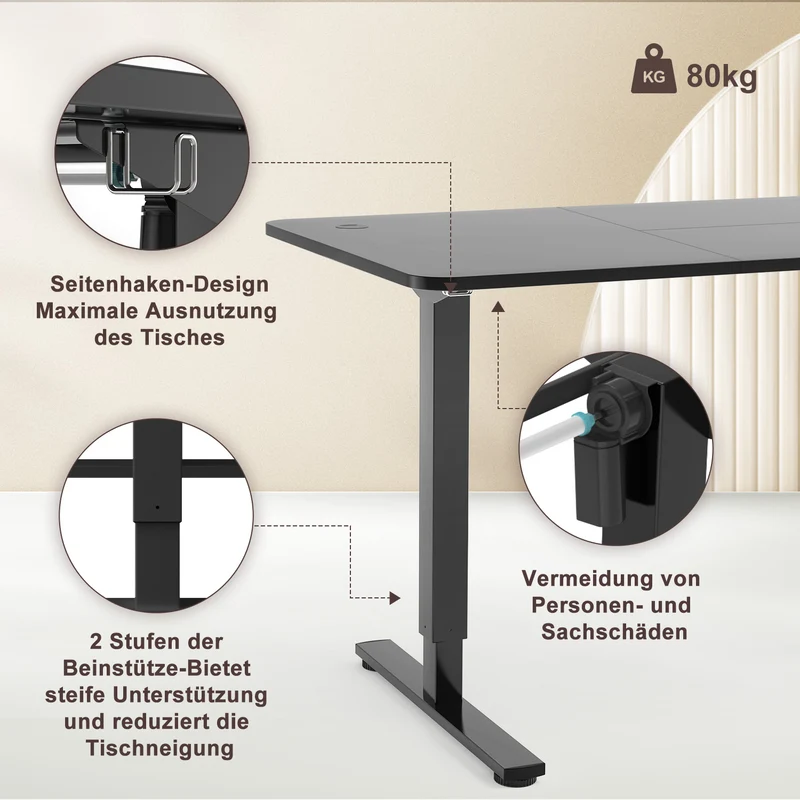 Elektrisch Höhenverstellbarer Schreibtisch 140X60 cm