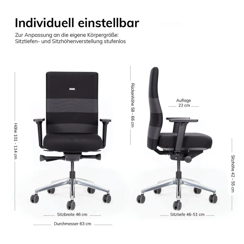 Ergonomischer Bürostuhl lento Agilis AG10 inkl. 4D-Armlehnen - Der AKTIVE