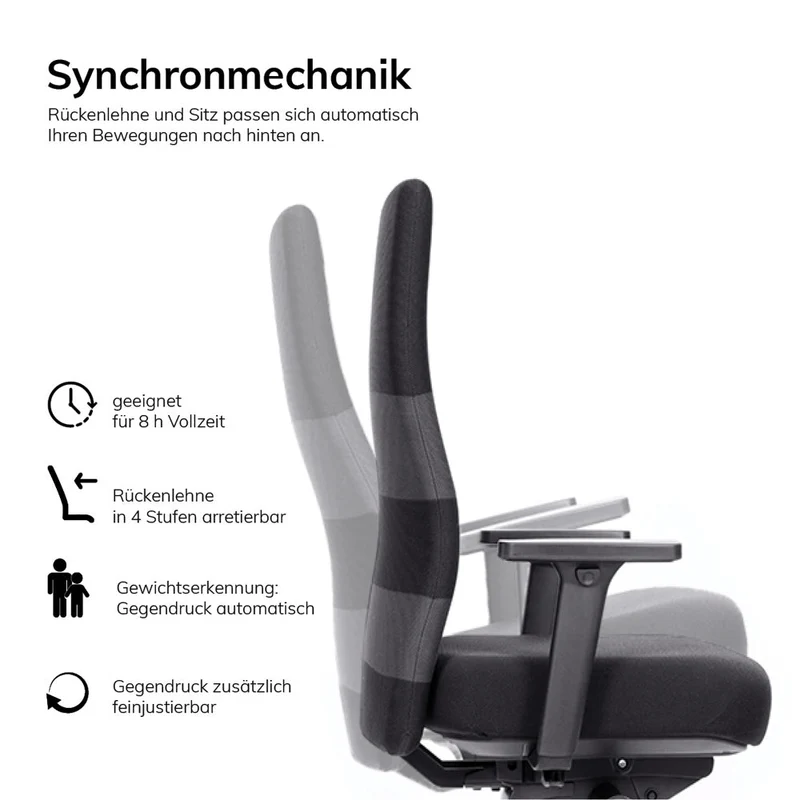 Ergonomischer Bürostuhl lento Agilis AG10 inkl. 4D-Armlehnen - Der AKTIVE