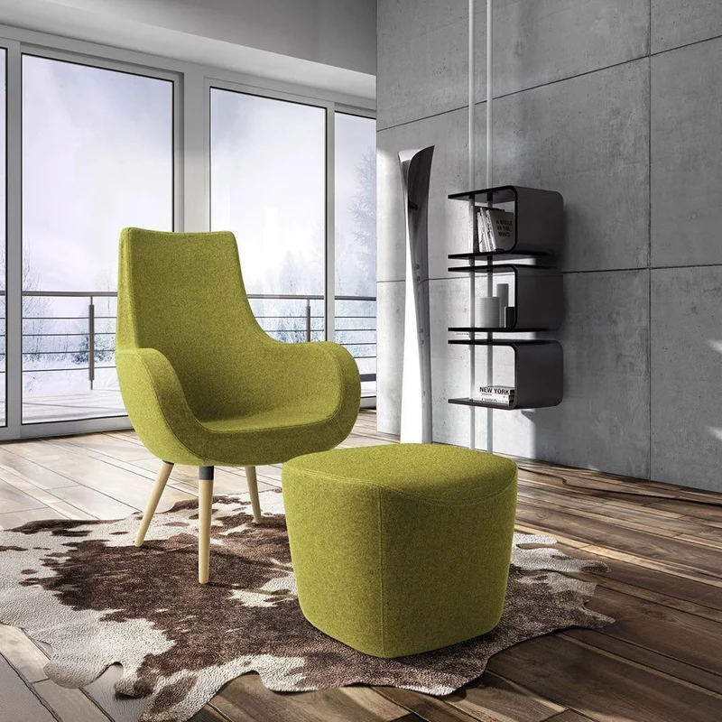 Lounge Hocker fm Pirum - hochwertiger Wollbezug Fenice