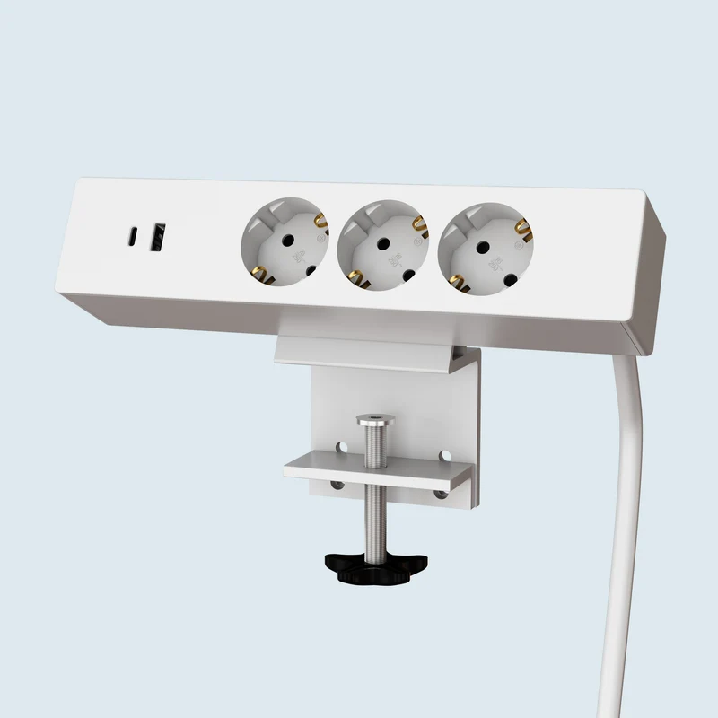 Maidesite 3 Fach Tischsteckdose mit USB C und A 1.8M Kabel Steckdosenleiste