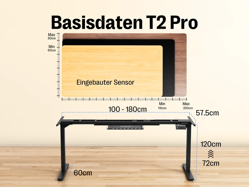 Maidesite T2 Pro – Stabiler Profi-Höhenverstellbarer Schreibtisch