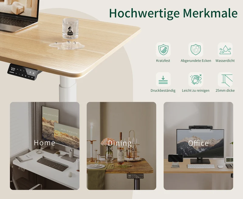 Maidesite robuste Tischplatte 100 120 140 160 und 180 cm DIY-Schreibtischplatte