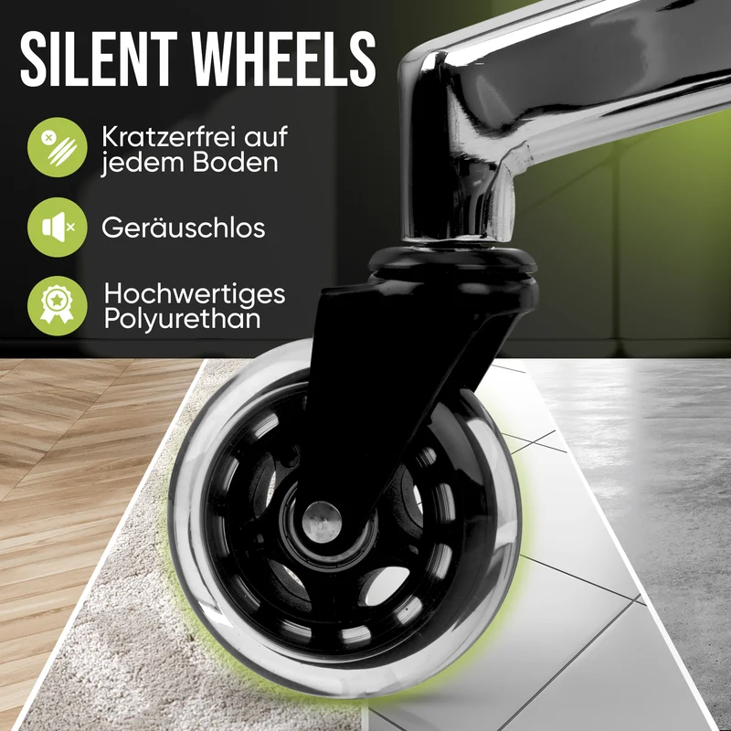 Ergonomischer Bürostuhl mit 4D Armlehnen, FineMesh & Silent Wheels
