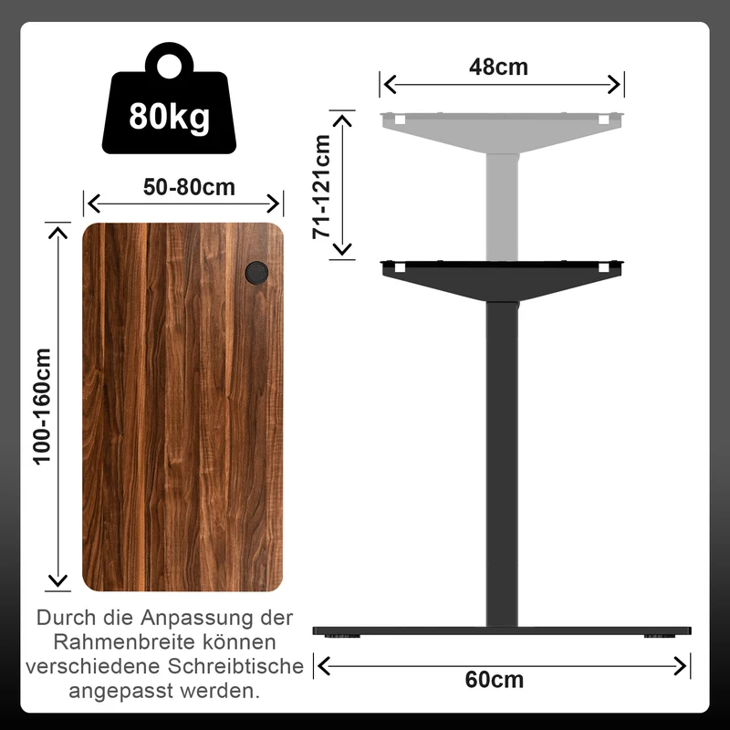 Einzelmotor Höhenverstellbares Tischgestell