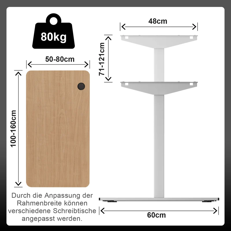 Einzelmotor Höhenverstellbares Tischgestell