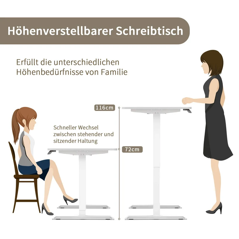Elektrisch Höhenverstellbarer Schreibtisch 140X70 cm