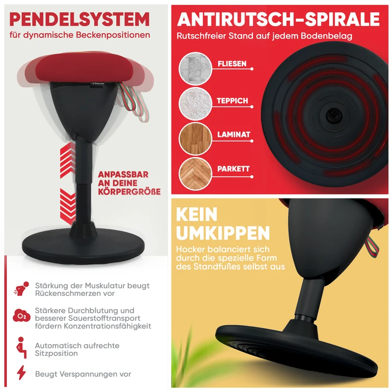 Ergonomischer Bürohocker Testsieger für aktives Sitzen – höhenverstellbar & dynamisch