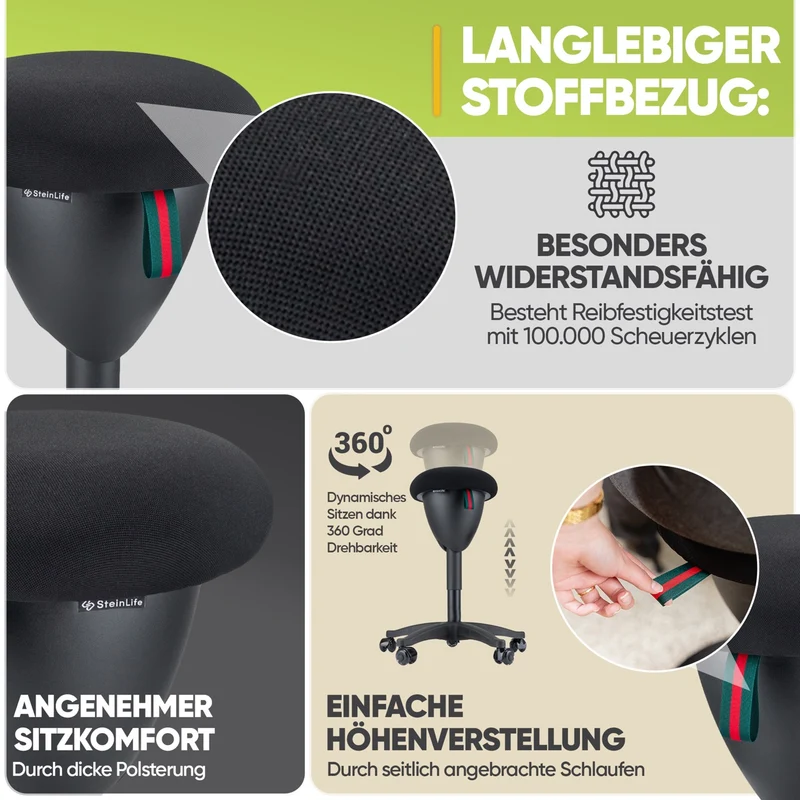 Ergonomischer Bürohocker Testsieger für aktives Sitzen – höhenverstellbar & dynamisch
