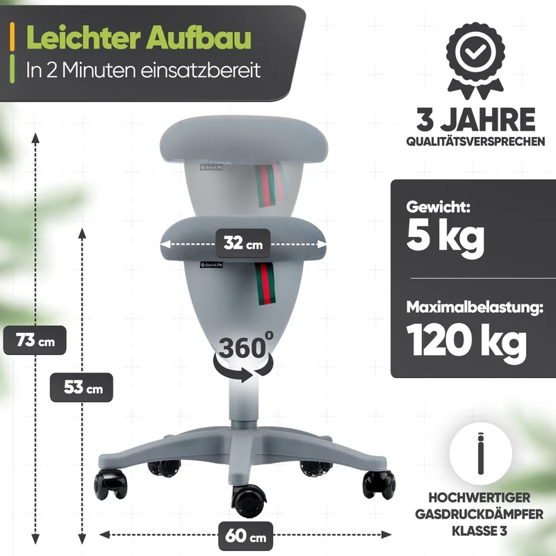 Ergonomischer Bürohocker Testsieger für aktives Sitzen – höhenverstellbar & dynamisch