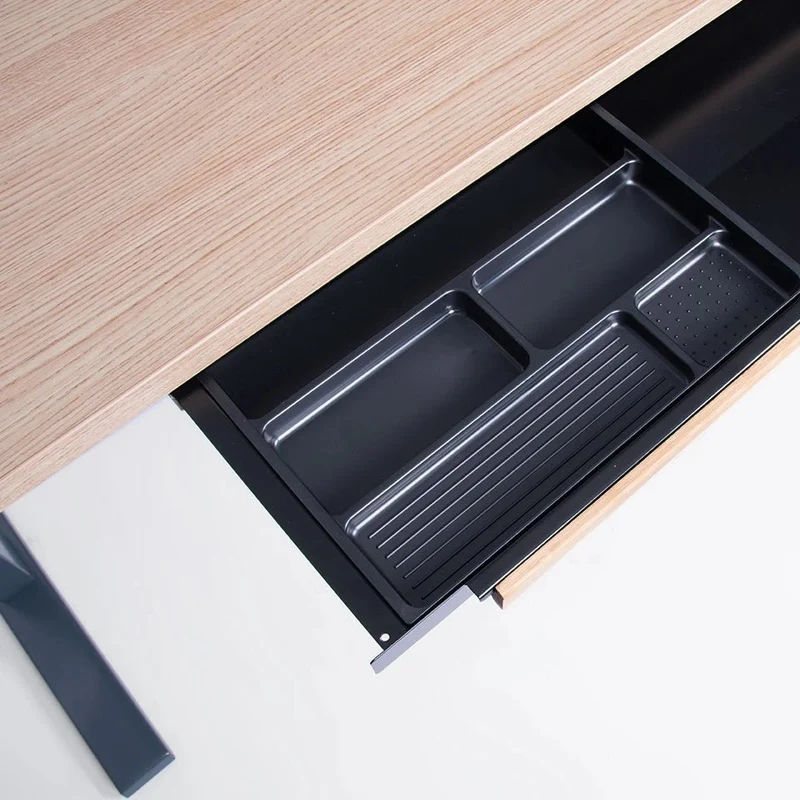 Unterbauschublade Schreibtisch Schublade Schwarz Slim Tray - B 87,6 x T 26 x H 3,2/4,5 cm
