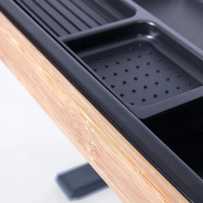 Unterbauschublade Schreibtisch Schublade Schwarz Slim Tray - B 87,6 x T 26 x H 3,2/4,5 cm