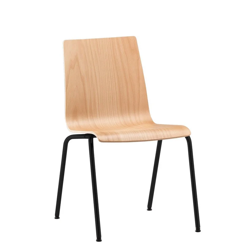 Stapelstuhl Besucherstuhl 4-Fuß PLUS 5 mit Polster - Holzschalenstühle Robust & Pflegeleicht- Auf Rechnung kaufen