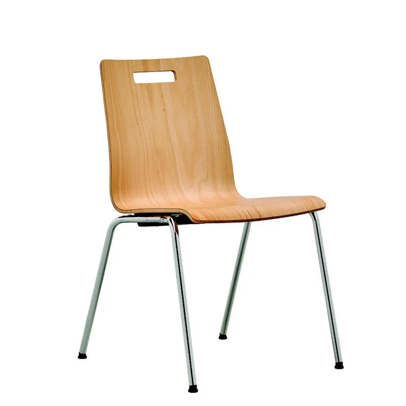 Stapelstuhl Besucherstuhl 4-Fuß PLUS 5 mit Polster - Holzschalenstühle Robust & Pflegeleicht- Auf Rechnung kaufen