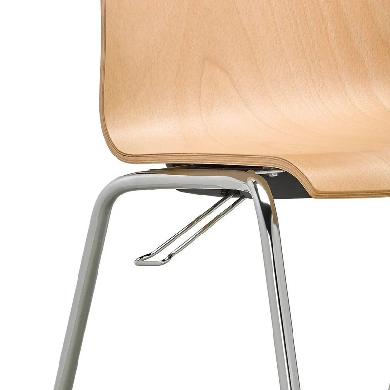 Stapelstuhl Besucherstuhl 4-Fuß PLUS 5 mit Polster - Holzschalenstühle Robust & Pflegeleicht- Auf Rechnung kaufen