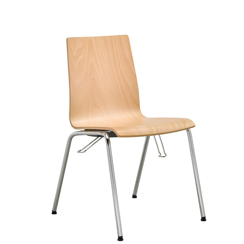 Stapelstuhl Besucherstuhl 4-Fuß PLUS 5 mit Polster - Holzschalenstühle Robust & Pflegeleicht- Auf Rechnung kaufen