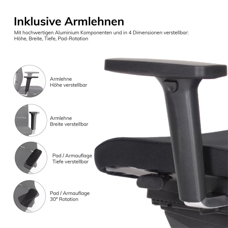 Ergonomischer Bürostuhl Netzrücken Agilis Matrix MT13 | Schwarz
