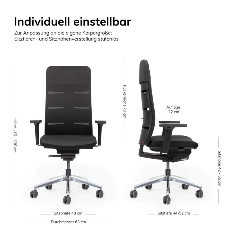 Ergonomischer Bürostuhl Netzrücken Agilis Matrix MT13 | Schwarz