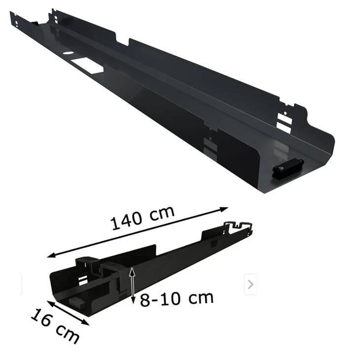 Kabelkanal Kabelwanne für Schreibtisch abklappbar - Weiß / Schwarz / Silber