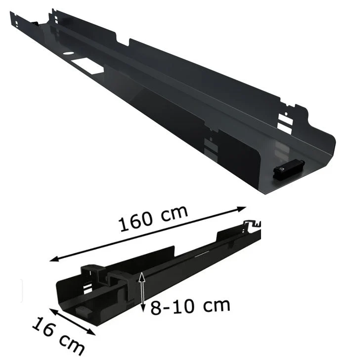 Kabelkanal Kabelwanne für Schreibtisch abklappbar - Weiß / Schwarz / Silber