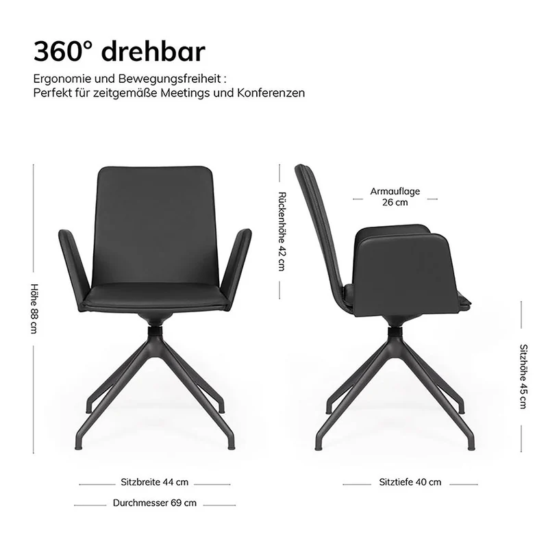 lento Smart Z Besucherstuhl Leder - Konferenzstuhl mit Wippfunktion