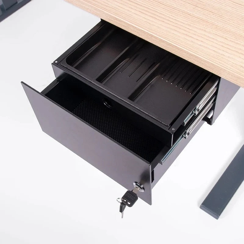 Unterbauschublade Schreibtisch Schublade Duo - zwei Auszüge - B 27,9 x 35,3 x H 16,2 cm