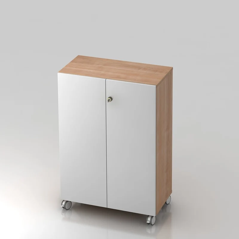 Mobiler Aktenschrank Büroschrank Pure - 3 Ordnerhöhen 80cm breit auf Rollen